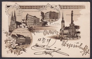 Olomouc AK Litho Bohême Colonne De La Sainte Trinité Carte Postale - Picture 1 of 1