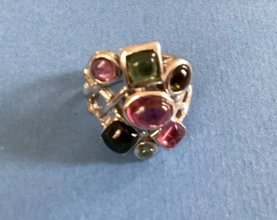 925 Sterling Silver Ring Gemstone Tourmaline Natural Gemstone Jewelry Size 6 - Image 1 of 4