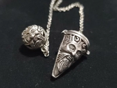 Estate Face Green Man Locket Sterling Silver Necklace Pendant? Pendulum?  - Image 1 of 4