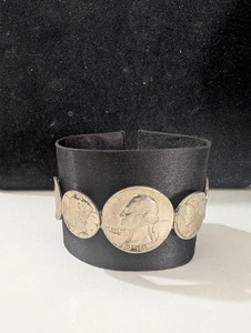 Vintage Münzarmband Merkur Groschen Schmuck Silber Münzmanschette Handarbeit Münze - Bild 1 von 9