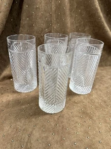 Herringbone by RALPH LAUREN CRYSTAL Highball Glasses Lot Of 5, Excellent - Picture 1 of 13