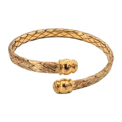 Brazalete Veronese Plata de Ley 925 Oro Vermeil Tejido Bypass Italia 8.5" Foto 1 de 4