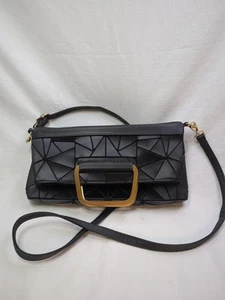 Patrizia Luca Black Geo Prism Crossbody Shoulder Bag Foldover Gently Used - Picture 1 of 10