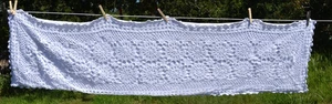 White cotton crocheted table runner 16x66" - Picture 1 of 2