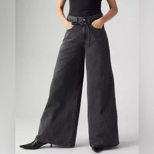 Jeans Levis Super Wide Pierna con Cinturón para Mujer XL (30x31) Negro Gris Recto holgado - Imagen 1 de 16