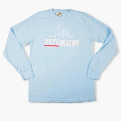 Camisa Unisex Nueva Sin Etiquetas Grey's Anatomy Skyline Azul Claro Manga Larga Talla L Foto 1 de 4