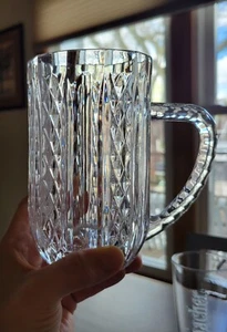New ~ D'addrianna Yugoslavia Crystal Tankard Beer Mug Glass Cup Vertical Design - Picture 1 of 12