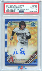 2019 Bowman Draft Dominic Fletcher Chrome BLUE WAVE REF AUTO /150 PSA10 GEM MINT