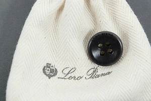Loro Piana NEW Black 100% Cotton Drawstring Pouch Spare Button - Picture 1 of 3