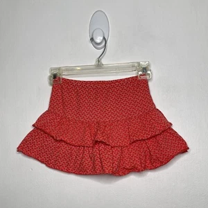 Lands’ End Layered Skirt Girls Size 5 Micro Floral Pull On Coral Elastic Waist - Picture 1 of 4