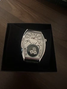 Frank Miura ‘Life’s A Gamble’ King Macau Gamble Silver Watch Black Leather Band - Picture 1 of 3