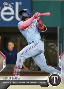 2021 TOPPS NOW CARD TEXAS RANGERS ADOLIS GARCIA #193 ROOKIE'S 5 RBI LEAD WAY - Foto 1 di 2