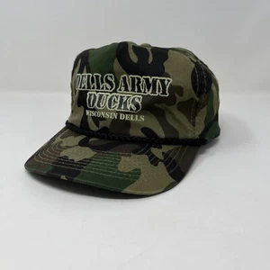 Vintage Camouflage Snapback Hat Dells Army Ducks Wisconsin VTG Essential Unisex - Picture 1 of 9