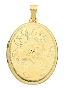 Oro Amarillo Medallón Ovalado Sólido 9 Quilate Contraste Rollo Diseño Británico - Imagen 1 de 2