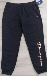 Champion Men's Bottoms Drawstring Elastic Waist Fleece Joggers Logo Black Sz XL - Picture 1 of 9