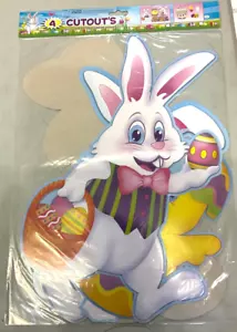 Easter Decoration Large Easter Cutout Bunny Cutout 4ct Chick Eggs Happy Easter - Picture 1 of 3
