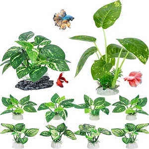 Betta Fish Tank Decor, 10 Pack Silk Aquarium Plants for Aquarium Decoration and - Picture 1 of 12
