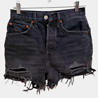 RE/DONE Originals 50s Cut Off Shorts Destroyed Shadow Black Button Fly 26 $195