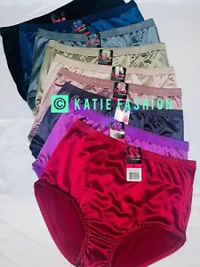 6 Pack High Waist Full Coverage Shiny Smooth Silky Satin Brief Panty Underwear L - Picture 1 of 10