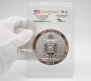 2010 5oz Silver ATB Hot Springs NP PCGS MS69 DMPL First Strike Mercanti - Picture 1 of 9