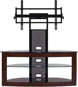 TransDeco TV Stand with with Mount, 35" - 80", Dark Oak/Black - Picture 1 of 7