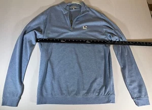 Peter Millar Sweater Mens Medium Blue Golf 1/4 Zip Pullover Crown Comfort Dad - Picture 1 of 5