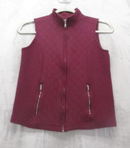 Croft & Barrow Sleeveless Sweatshirt Vest Women's M Burgundy Cotton Polyester - Picture 1 of 11