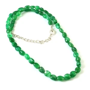 Natural Emerald Beryl Gemstone Beads Beaded Necklace 16 inches - Picture 1 of 3