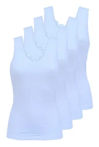 Fontana Intimo, 4 Débardeurs Femme Épaule Large Avec Dentelle Coton Chaud - Bild 1 von 20