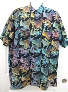 Rum Reggae Men's Hawaiian Shirt Short Sleeve Multicolor Stingray Turtle Size 2XL - Picture 1 of 7