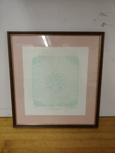 Vintage Antik Sampler Quilt Druck gerahmt Mary Rutherford geprägt nummeriert Kunst - Bild 1 von 7