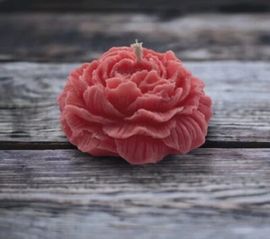 Red Peony Candle Natural Decorative Soy Candle Handmade Rose Candle Blossom - Zdjęcie 1 z 7