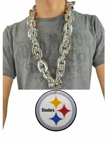 New NFL Pittsburgh Steelers SILVER Jumbo Size Necklace Foam Made USA Cover