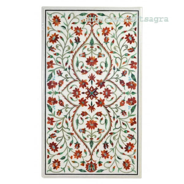 48" x 24" Marble Table Top semi precious stones floral inlay Handmade Decor - Image 1 of 1