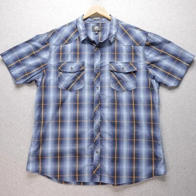 Rock & Republic Shirt Mens 2XL Blue Plaid Western Grunge Rock Dad Short Sleeve - Image 1 of 4