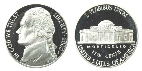 2000 P D & S Jefferson Nickel  In Mint Cello + PROOF VERY NICE COINS) Cover