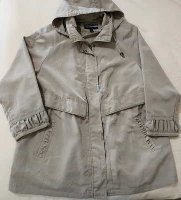 Abrigo Big Chill Mujer Talla 2X Tostado Caqui Chaqueta Desmontable Capucha Cremallera Completa Medio Foto 1 de 4