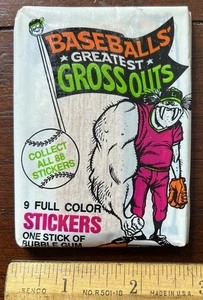 Leaf Baseballs Greatest GrossOuts 1 Factory Sealed Pack ( White ) Stickers - Picture 1 of 2