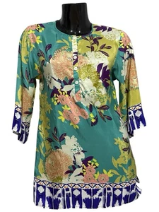 CAbi Womens Silk Poetry Tunic Top Size Small Floral Print Lightweight Multicolor - Picture 1 of 19