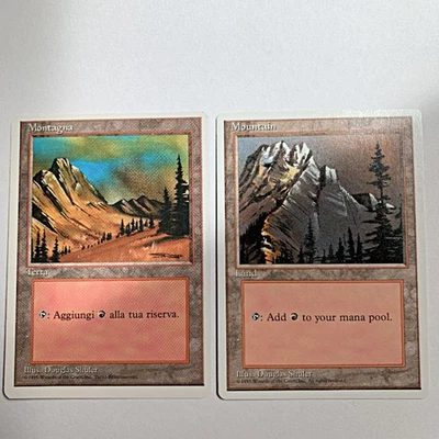 MTG Error Card 4th Edition Mountain Italian Double Frame Misprint Used - Image 1 of 4