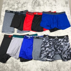 10 Pair of Boxer Brief Men's LARGE Underwear Mixed Lot Adidas Jockey Hanes NEW - Picture 1 of 11