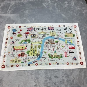London England UK Souvenir Linen Tea Dish Towel Thames Picadilly Circus St James - Picture 1 of 9