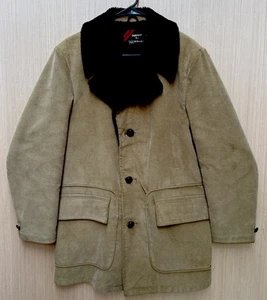 VINTAGE SEARS Mens Store The Country Coat Brown Corduroy SIZE 40 R Black Fur - Picture 1 of 11