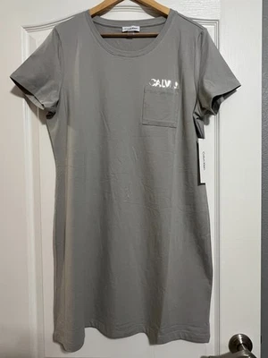 Calvin Klein Gray T-Shirt Pocket Dress Size Extra Large NWT - Image 1 of 4