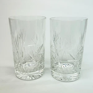Vintage AMERICAN CUT CRYSTAL "PINWHEEL" 2 TUMBLER GLASSES 4.75" - Picture 1 of 6