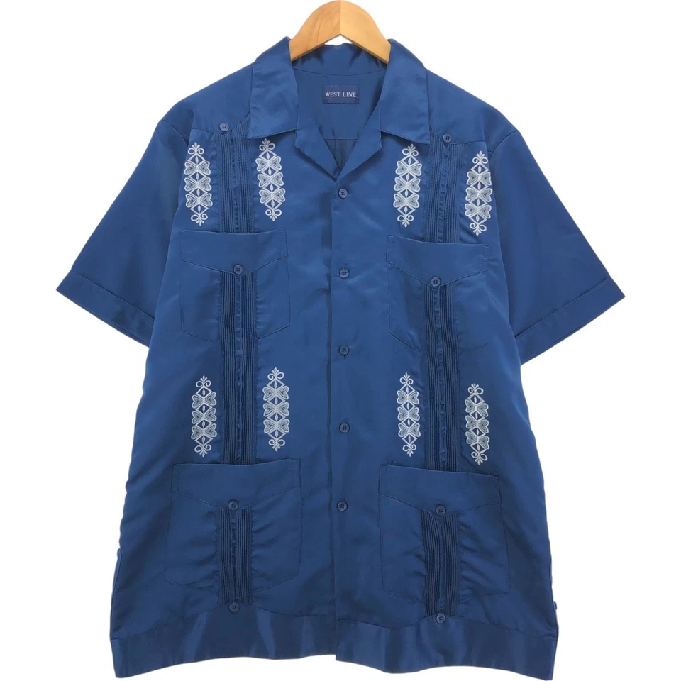 Vintage WEST LINE short-sleeved open-collar Mexican/Cuban box shirt size L (... - Image 1 of 4