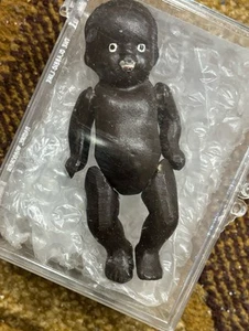 4" Bisque Made In Japan Vintage Black Jointed Baby Doll Ex Condition - Picture 1 of 6