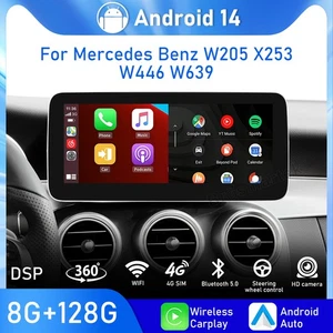 Autoradio 12,3" 128GB Android 14 CarPlay per Mercedes Classe C/GLC/V/X W205 X253 - Foto 1 di 16