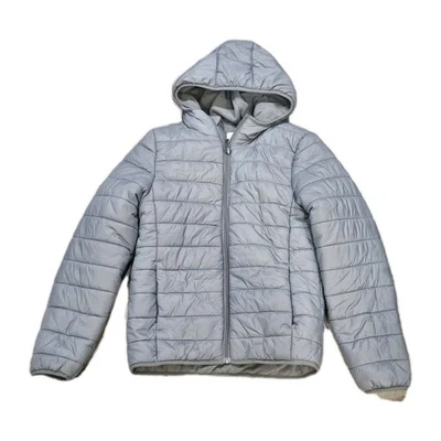 Cat & Jack Unisex Niña Niño Gris Forrado de Vellón Con Capucha Invierno Puffer Chaqueta L 10 12 Foto 1 de 4