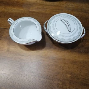 Noritake China Margaret Muster 6243 Milchkännchen und Zuckerdose mit Deckel - Bild 1 von 3